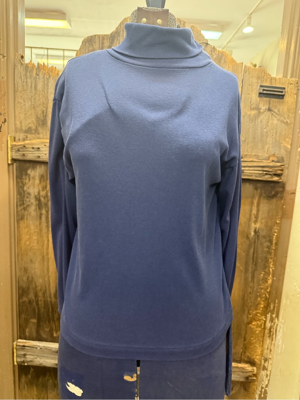 Classic Navy Turtleneck Sweater - Women's Cowl Neck